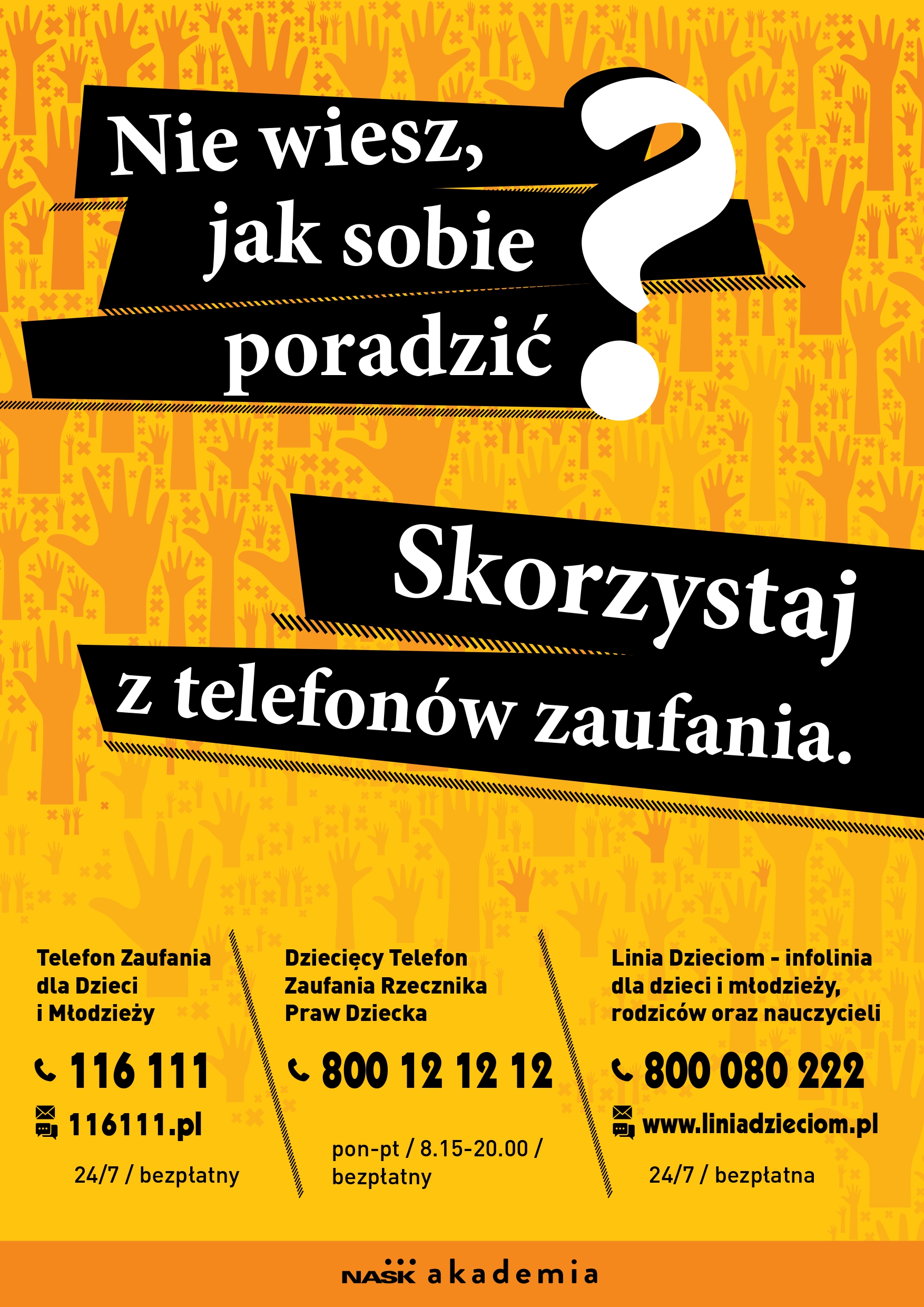 Plakat NASK z liniami pomocowymi